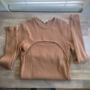AGOLDE Lyza ribbed cotton blend cutout sweater Size L
